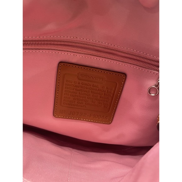 Vintage Coach Pink Signature "C" Jacquard Shoulder Bag Purse Y2K 11x10" - Picture 10 of 10